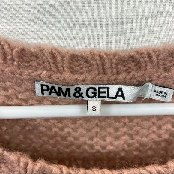 Pam & Gela Distressed Striped Asymmetrical Hem Sweater Small Wool Blend - Picture 2 of 12